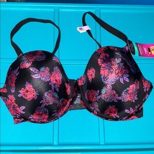 Maidenform Black and Pink Floral Bra Intimates